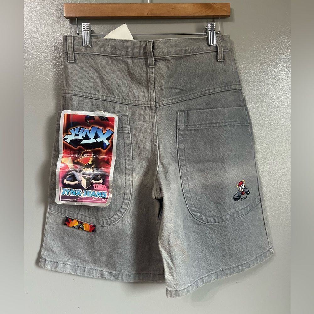 Y2K JYNX hip hop denim gray shorts boys size 11-12 relaxed graphic design grunge